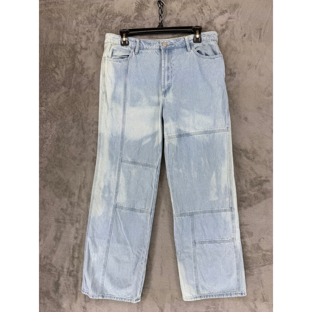 Stussy‎ Womens Light Wash Bleached Paneled Patchwork Straight Leg Jeans Size 7